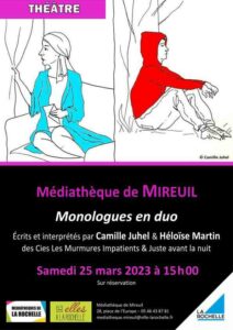 [LECTURE] - Monologues en duo @ médiathèque de Mireuil | La Rochelle | Nouvelle-Aquitaine | France